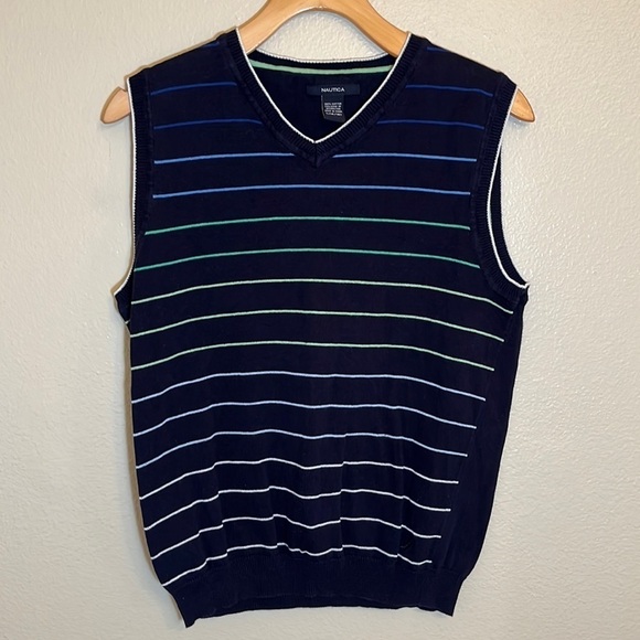 Nautica Striped Cotton Sweater Vest - Picture 1 of 6